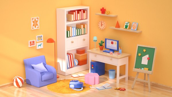 cartoon bedroom 3d