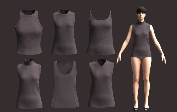 Ladies Tank Tops-6 Styles Pack 3D model