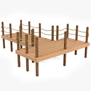 Wooden Dock Platform with Rope Railing