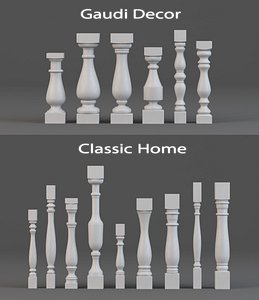 3d balusters gaudi decor classic model