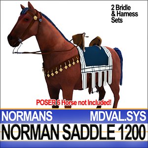 medieval norman saddle bridle 3d c4d