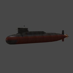 3D chinese type 092 xia class nuclear submarine model