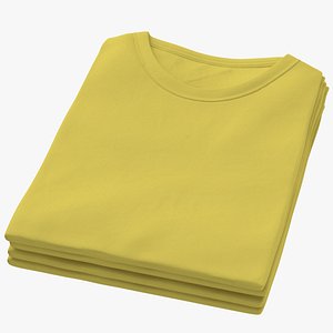 Female Crew Neck Folded Stacked Yellow 3D model