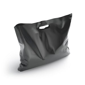 3D Black Wide Die-cut Plastic Bag - handle packet stand