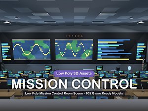 Low Poly Mission Control Room Scene