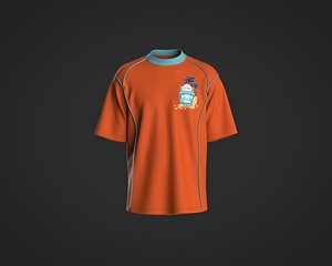 Mens raglan tee with piping and graphic