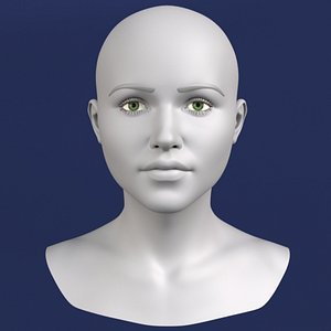 polygonal female head 3d model
