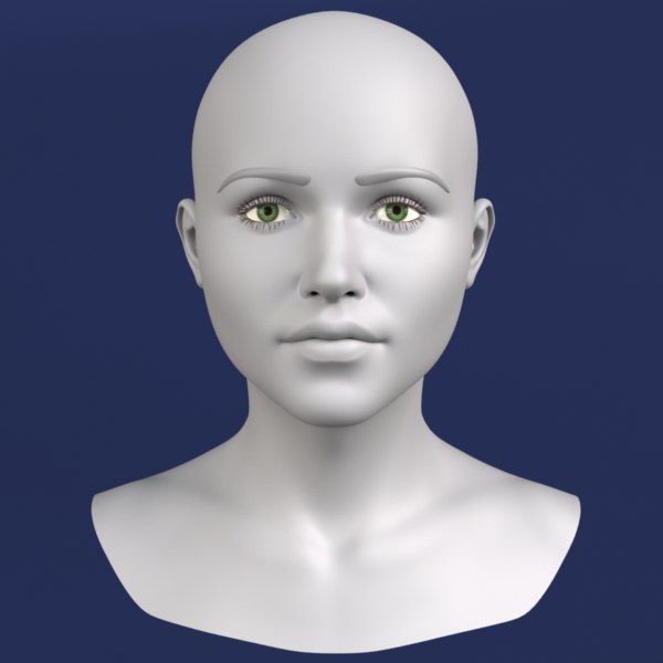 polygonal female head 3d model