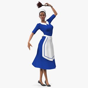 3D light skin black maid model