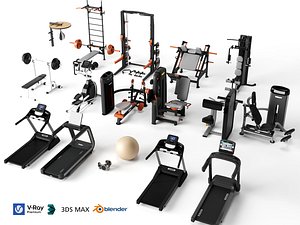 Massive Gym Equipment Collection 3D model