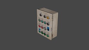 Industrial Electrical Control Box with Buttons - Low Poly PBR