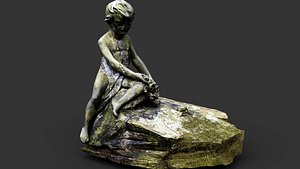 3D tombstone mossy stone cupid monument ruins PBR photogrammetry