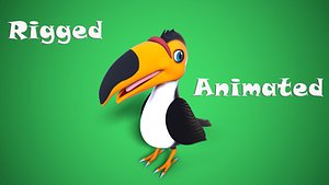 3D cartoon toucan toon model