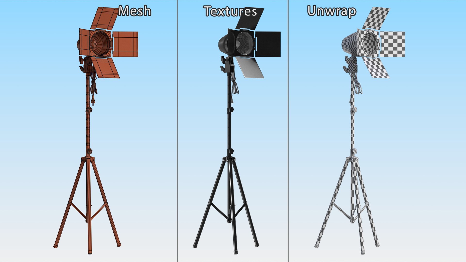Vintage Studio Spotlight On Tripod Stand 3D Model - TurboSquid 2263665