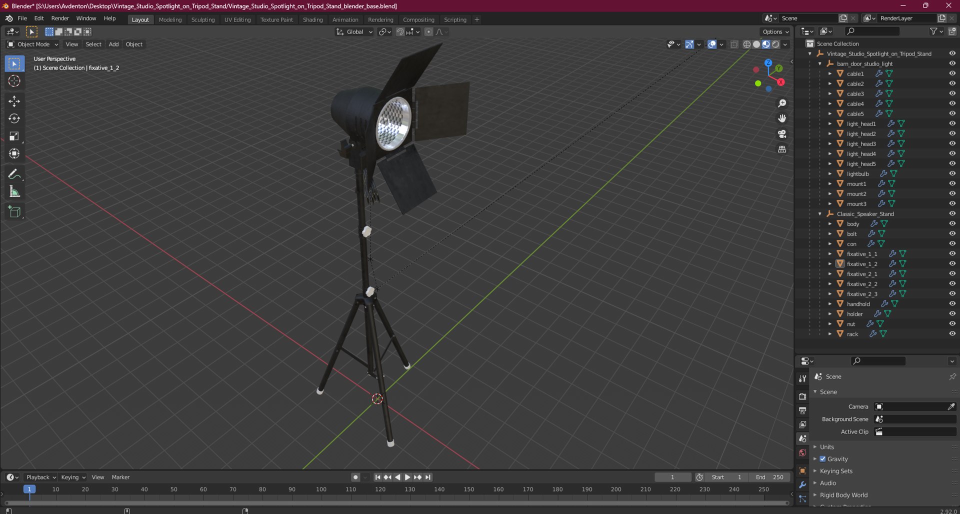 Vintage Studio Spotlight On Tripod Stand 3D Model - TurboSquid 2263665
