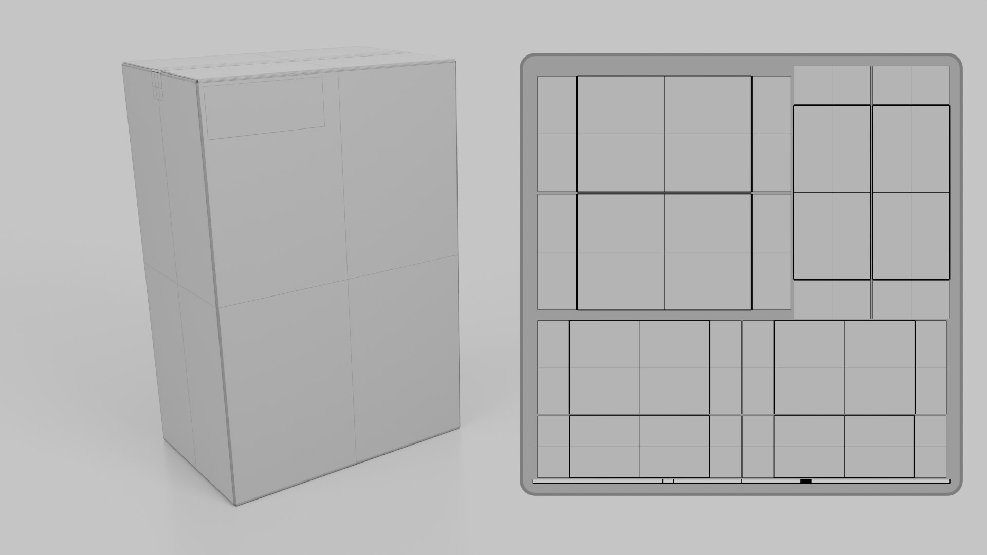 White Cardboard Box R-469 - Rigged and Customizable 3D model https://p.turbosquid.com/ts-thumb/cJ/fYp2aE/AR/uv_map_469/png/1749562627/1920x1080/fit_q87/6830504f73af246d2488f07965c010a2607583c1/uv_map_469.jpg