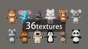 Rigged Cartoon Animals Collection Pack 3D model