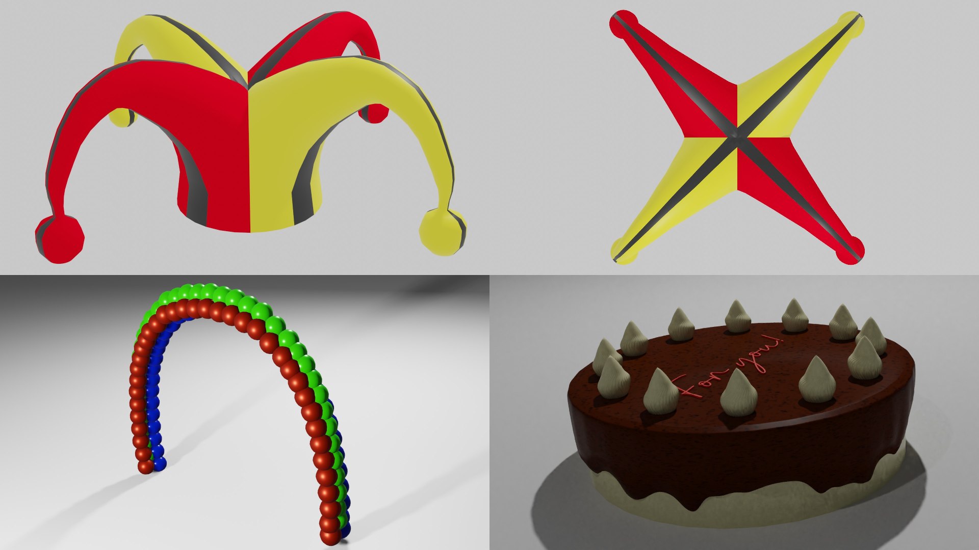 3x Pack Clown Hat Cap and Cake model https://p.turbosquid.com/ts-thumb/cJ/nDPA2U/Qc/cca/jpg/1765098712/1920x1080/fit_q87/3811087686bcf9fbca7cb1123802c898e33931c2/cca.jpg