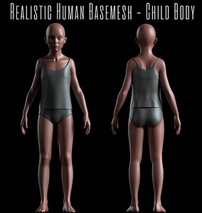 Realistic Basemesh - Child Body -UVMapped - Rigged