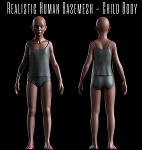 Realistic Basemesh - Child Body -UVMapped - Rigged