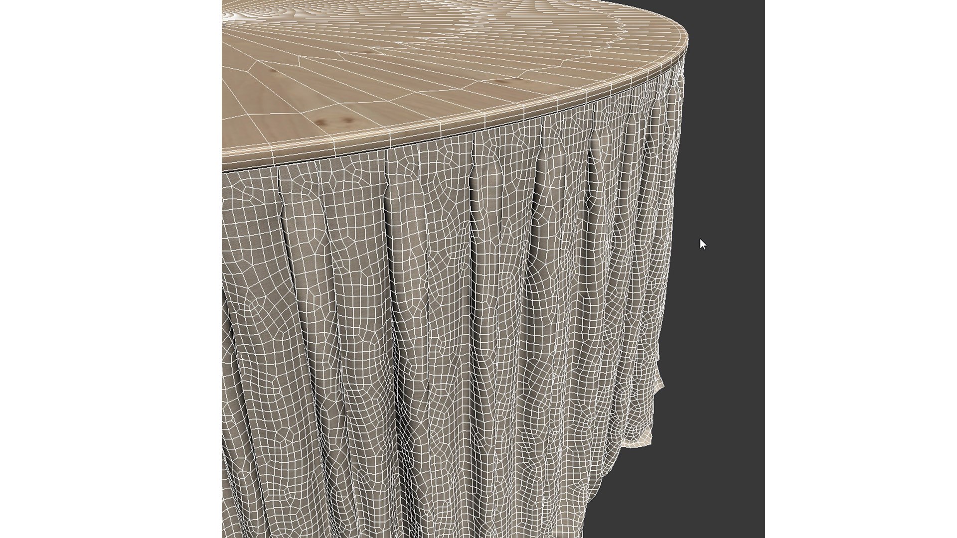 3D Model Round Table Skirt Wood Top Cloth TurboSquid 2079136