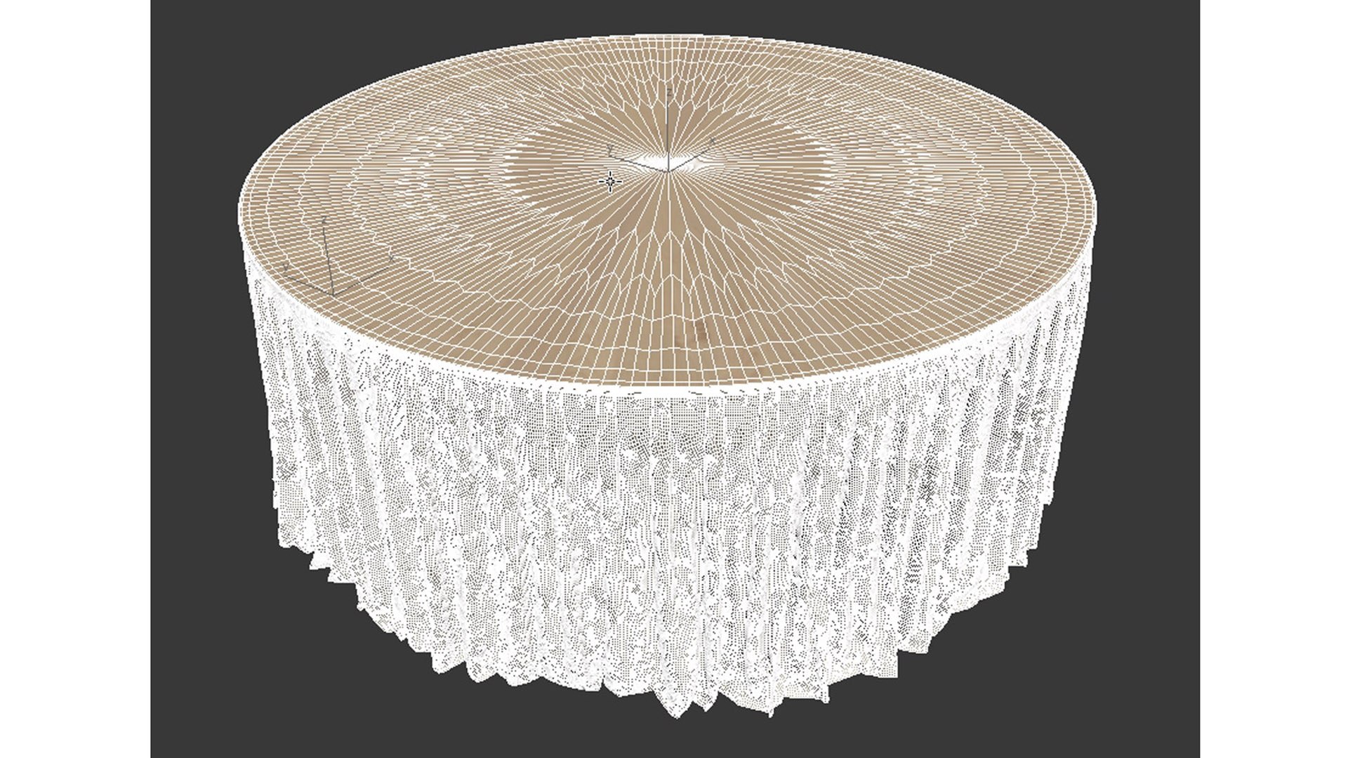 3D Model Round Table Skirt Wood Top Cloth TurboSquid 2079136