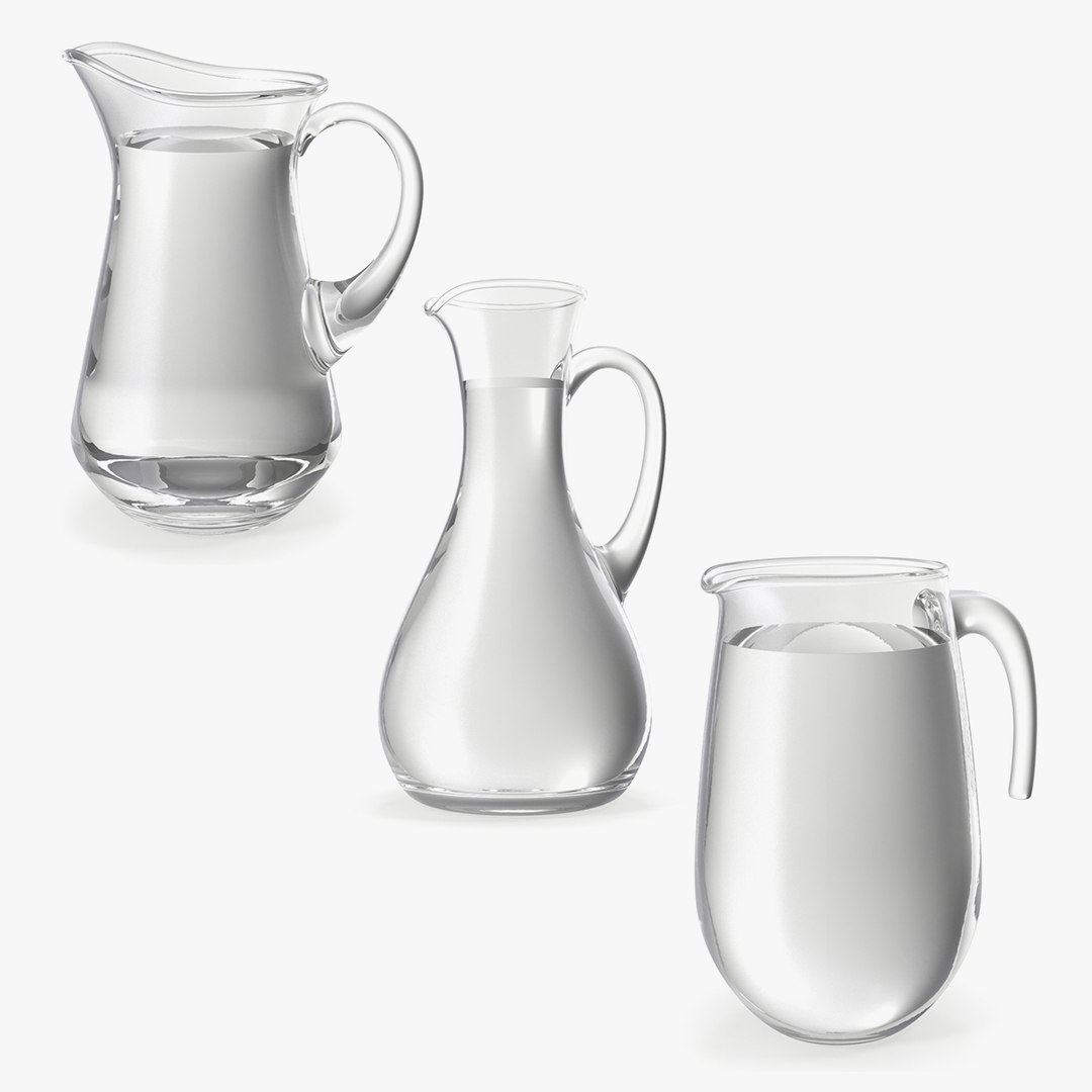 Glass Jugs With Water Collection 3D model preview