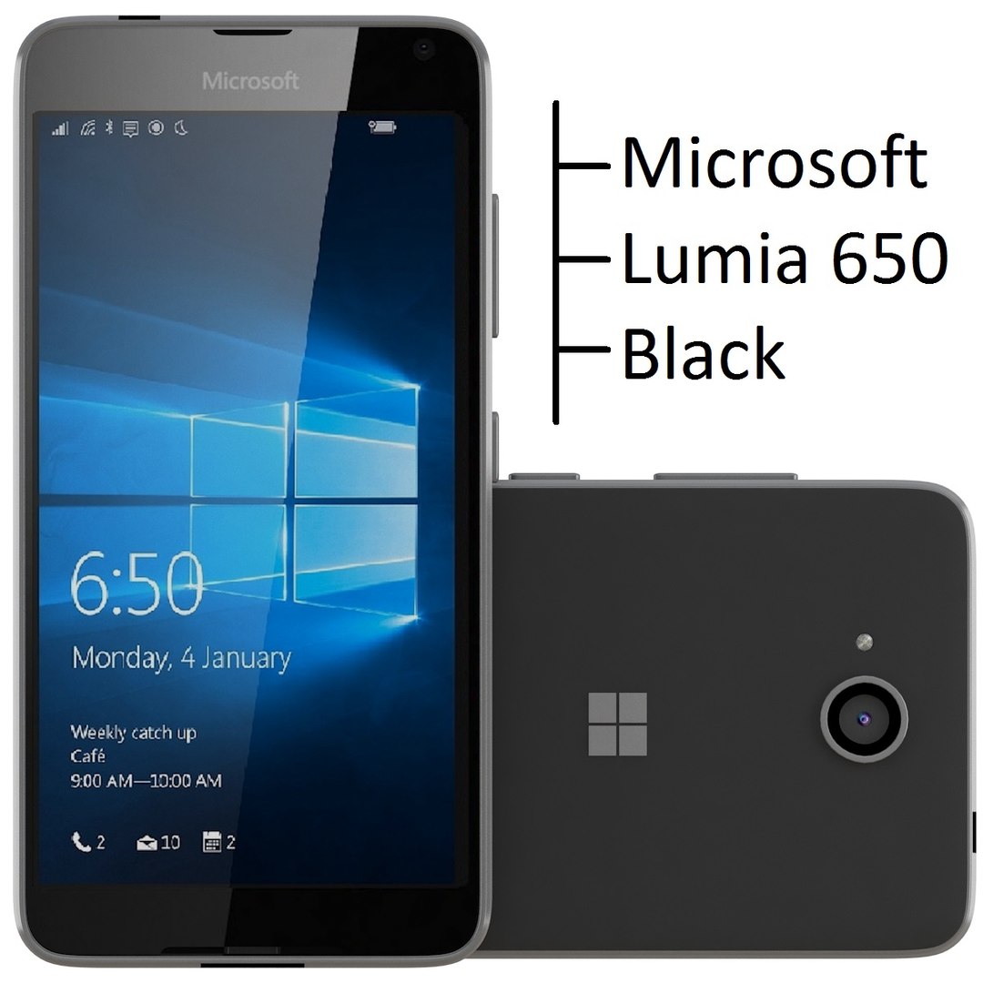 microsoft lumia 650 black 3d model