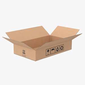 3D Cardboard Box 50x30x10 Half Open