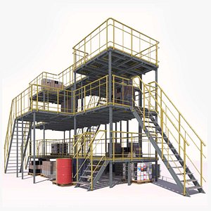 Scaffolding Industrial Platform Construction and Kit PBR 3D