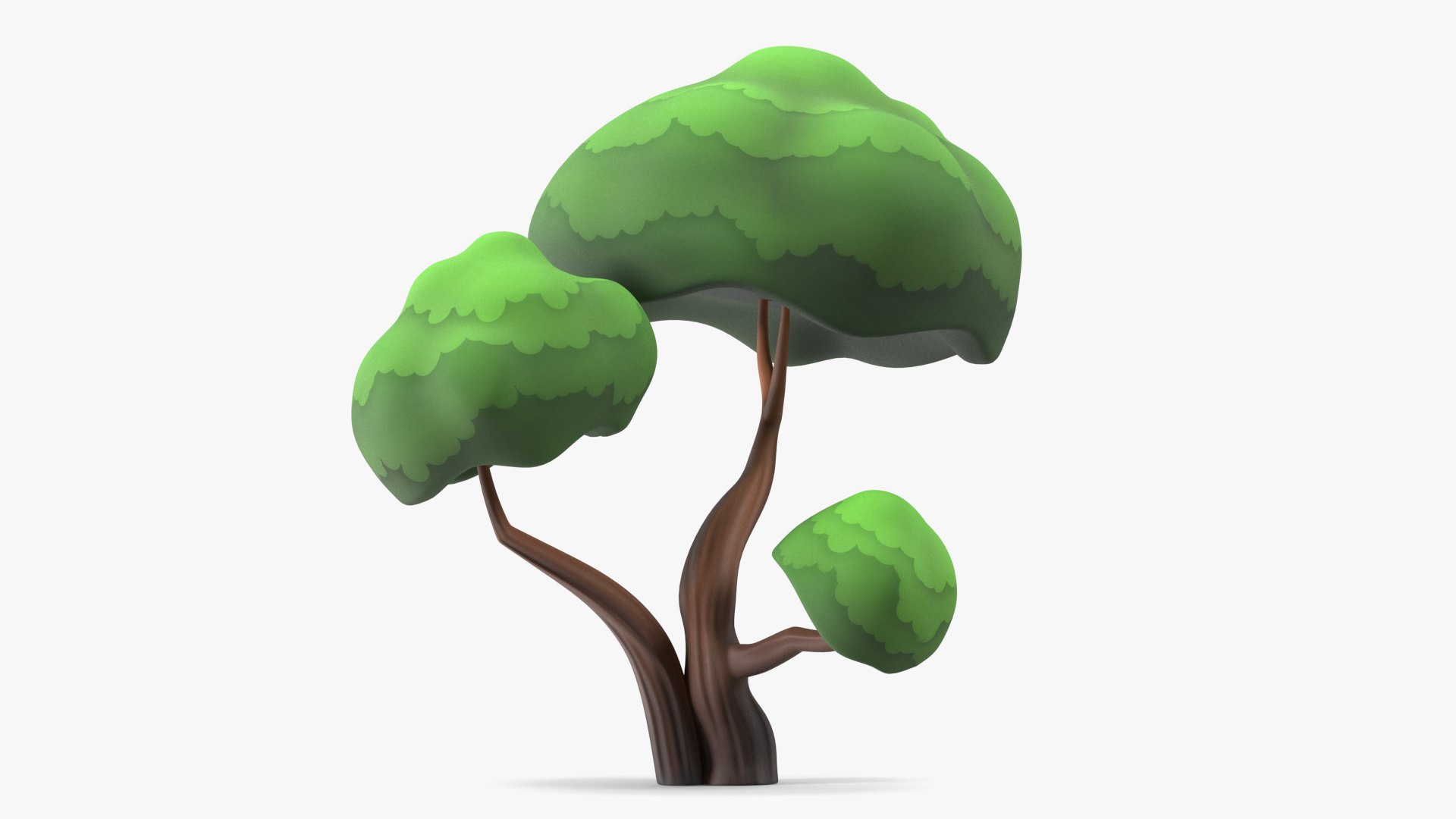 Double Tree Cartoon Style Handpaint Texture 3D model preview