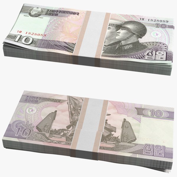 North Korea 10 Won Banknotes Bundle 3D model