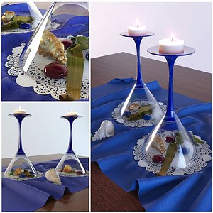 3d model decor glasses candles