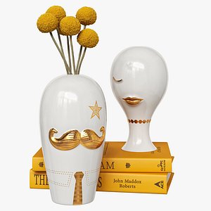 3D Jonathan Adler gilded Misia and Salvadore vases