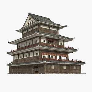3D Ancient buildings in Asia are the houses of large and rich people