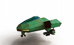 low-poly spaceship minigun model