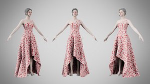 3D Dress 28 Crimson Bloom Lattice