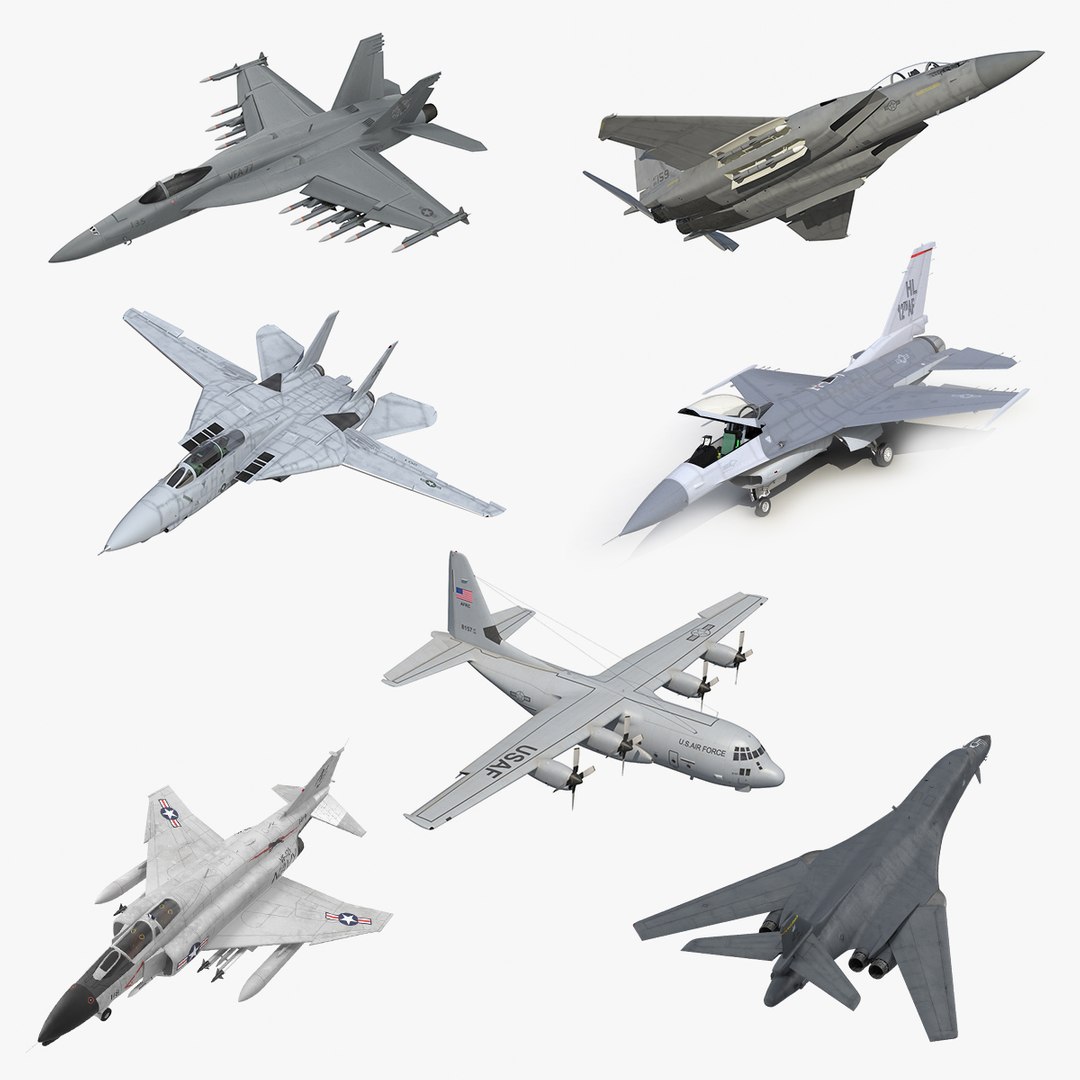 Rigged US Military Airplanes Collection 2 3D model preview