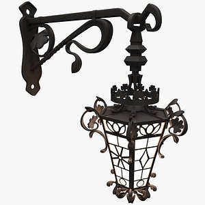 3d model of old lamppost street