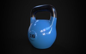 3D Blue Kettlebell model