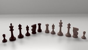wooden chess pieces 3D model