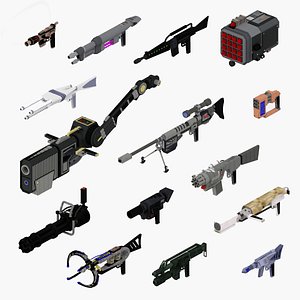 3D 15 Futuristic Sci-Fi Guns  Weapons Bundle