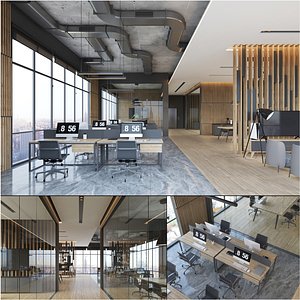 3D Modern Open Office Interior model