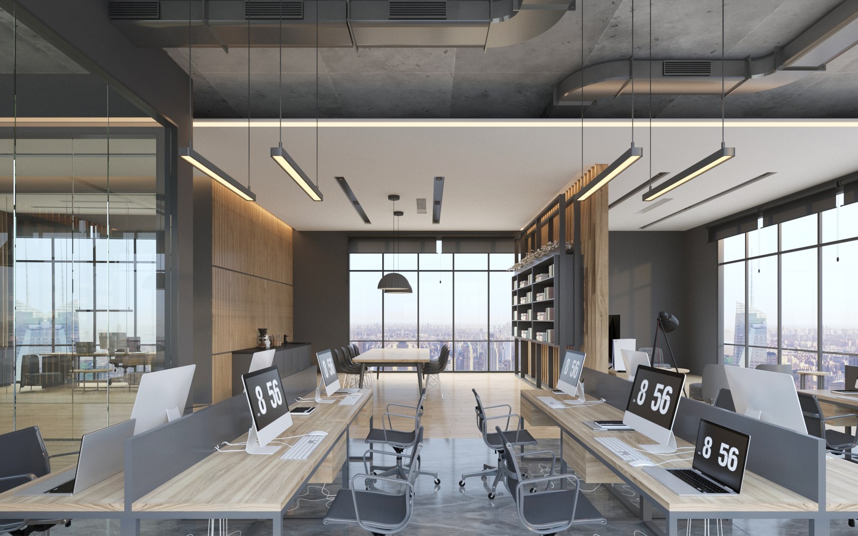 3D Modern Open Office Interior model - TurboSquid 1831485