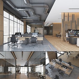 3D Modern Open Office Interior model