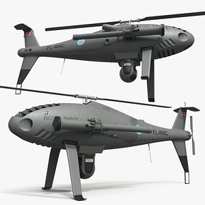 Royal Navy Camcopter Recon Helicopter Grey Rigged for Cinema 4D
