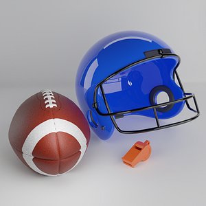 Football Helmet and Whistle 3D model