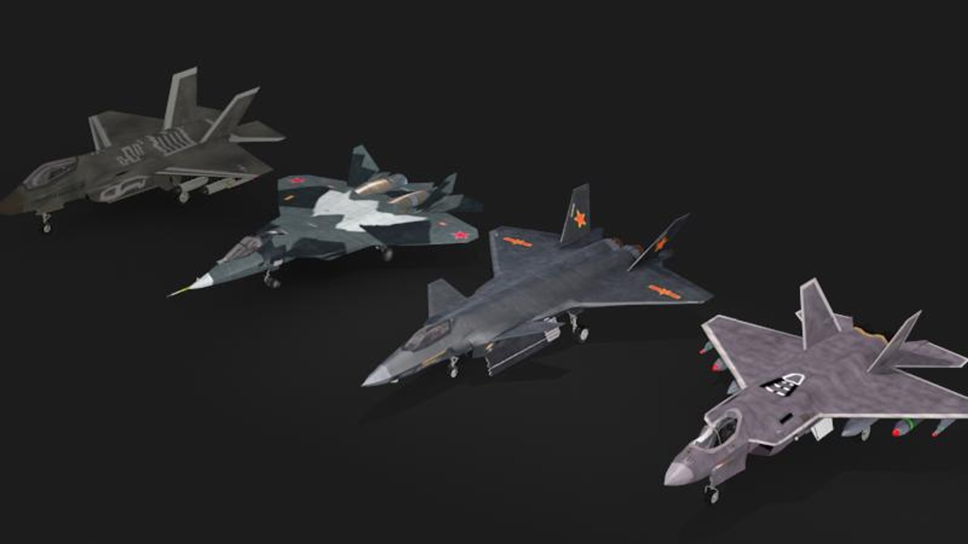 jet fighter collection 3D https://p.turbosquid.com/ts-thumb/cK/yoNSTP/Yw/2/jpg/1621494395/1920x1080/fit_q87/9d3460a8f6ac3623ed40a44997d8d0a7a4d191ed/2.jpg