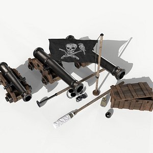 Pirate Artillery Pack Game Ready 3D Models 3D model