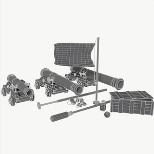 Pirate Artillery Pack Game Ready 3D Models 3D model